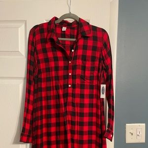 Old Navy buffalo plaid red & black shirt dress size medium NWT